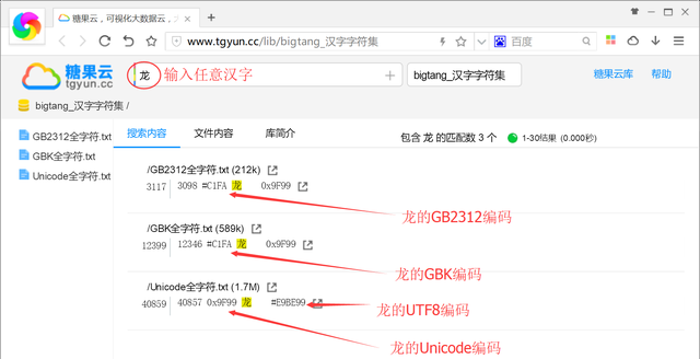 查询任意汉字的Unicode编码,UTF8编码,GB2312编码,GBK编码